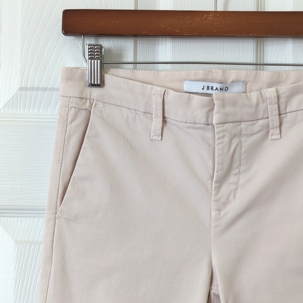 J Brand Classic High Waisted Ankle Cropped Twill Skinny Pants Beige 24 - Picture 10 of 13
